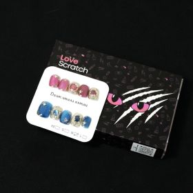 Love Scratch 10 PCs Blue & Pink Short Shining Handmade Press-on Nails (size: S)