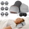 3 In 1 Neck Massager Pillow With Vibration Heating Therapy Airbag Stretching Memory Foam Filling Ergonomic Cervical Massager With Portable Storage Bag