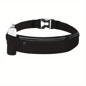 High-Visibility Running Belt – Waterproof Nylon Waist Pack with Lock Closure & Reflective Trim for Night Workouts (Color: Black)