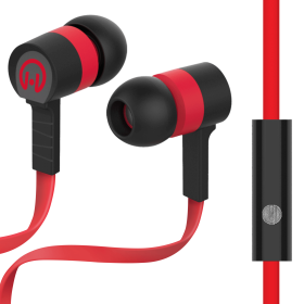 HyperGear Low Ryder Earphones w/Mic 3.5mm (Color: Red/ Black)