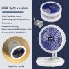 USB Charging Folding Fan Wall Mounted Hanging Ceiling Fan with LED Light 4 Speed Adjustable For Home Room Air Cooler Fan