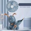 Mini Bear Desk Fan Portable Battery Operated Fan; USB Rechargeable 3 Speeds Silent Running.