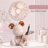 Mini Bear Desk Fan Portable Battery Operated Fan; USB Rechargeable 3 Speeds Silent Running.