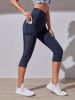 Yoga Capri Pants, Tummy Control High Waist Sports Leggings For Women With Outside Pockets And Mesh Design