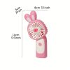 Cartoon Rabbit Handheld Fan USB Rechargeable Mini Small Portable Pocket Desktop Electric