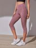 Yoga Capri Pants, Tummy Control High Waist Sports Leggings For Women With Outside Pockets And Mesh Design