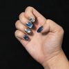 Love Scratch 10 PCs Blue & Pink Short Shining Handmade Press-on Nails