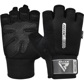 RDX W1 Gym Workout Gloves (Color: Black, size: L)