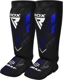 RDX IMMAF Approved Neoprene Shin Instep Guards Blue (Color: Blue, size: XL)