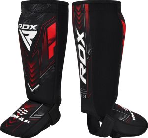RDX IMMAF Approved Neoprene Shin Instep Guards Red (Color: Red, size: L)