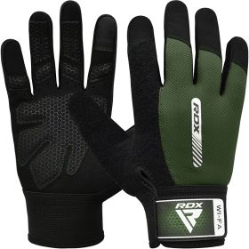 RDX W1 Full Finger Gym Gloves (Color: ARMY GREEN, size: M)