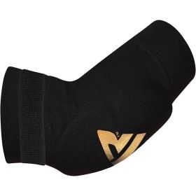 RDX HY CE Certified Padded Elbow Sleeve for Muay Thai & MMA Workout OEKO-TEXÂ®Â Standard 100 certified (Color: BLACK/GOLDEN, size: L)