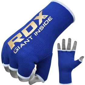 RDX HY Inner Gloves Elasticated Half Finger for Boxing, MMA Knuckle Protection OEKO-TEXÂ®Â Standard 100 certified (Color: Blue, size: XL)