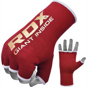 RDX HY Inner Gloves Elasticated Half Finger for Boxing, MMA Knuckle Protection OEKO-TEXÂ®Â Standard 100 certified (Color: Red, size: S)