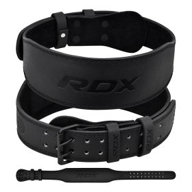 RDX 4 Inch Leather Weightlifting Gym Belt (Color: Black, size: S)