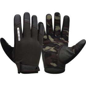 RDX T2 Touch Screen Friendly Full Finger Gym Gloves (Color: Brown, size: M)