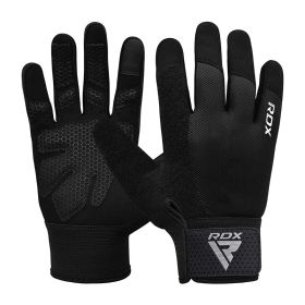 RDX W1F Full Finger Gym Workout Gloves (Color: Black, size: S)
