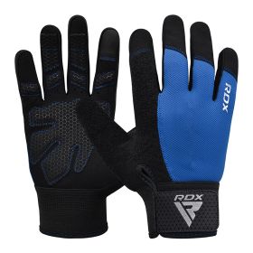 RDX W1F Full Finger Gym Workout Gloves (Color: Blue, size: S)