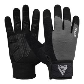 RDX W1F Full Finger Gym Workout Gloves (Color: gray, size: S)