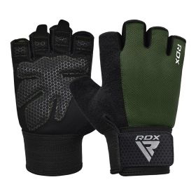 RDX W1H Gym Workout Gloves (Color: ARMY GREEN, size: S)
