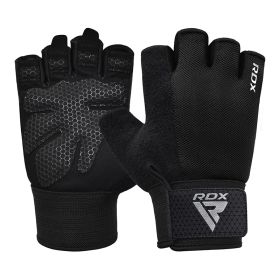 RDX W1H Gym Workout Gloves (Color: Black, size: S)
