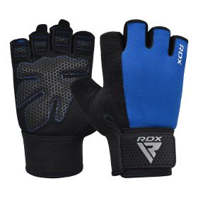 RDX W1H Gym Workout Gloves (Color: Blue, size: S)