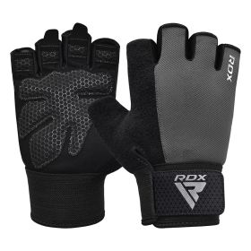 RDX W1H Gym Workout Gloves (Color: gray, size: S)