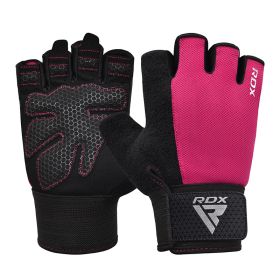 RDX W1H Gym Workout Gloves (Color: Pink, size: S)