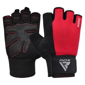 RDX W1H Gym Workout Gloves (Color: Red, size: S)