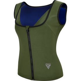 RDX W2 Women Sweat Vest With Zipper REACH OEKO TEX 100 Certified (Color: ARMY GREEN, size: S)