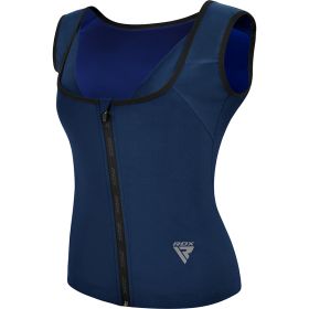 RDX W2 Women Sweat Vest With Zipper REACH OEKO TEX 100 Certified (Color: Navy blue, size: S)