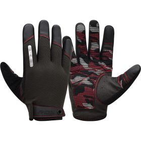 RDX T2 Touch Screen Friendly Full Finger Gym Gloves (Color: Red, size: M)