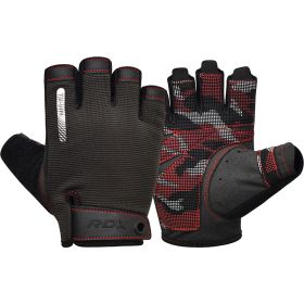 RDX T2 Weightlifting Gloves (Color: Red, size: M)