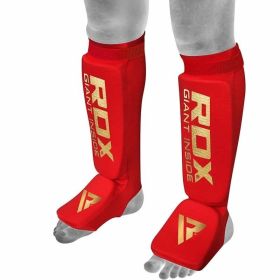 RDX SI MMA Gel Padded Lightweight Shin Instep Guard OEKO-TEXÂ®Â Standard 100 certified (Color: Red, size: S)