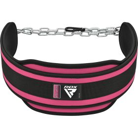 RDX T7 Weight Training Dipping Belt With Chain (Color: SHARP PINK, size: Standard Size)