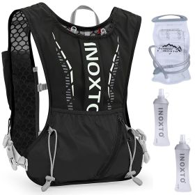 Sport Hydration Vest Running Backpack with 15 oz 50 oz Water Bladder Adjustable Strap Storage Bag for Trail Running Marathon Race Hiking (Option: Black)