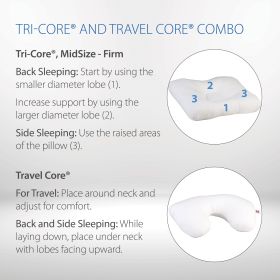 Core Products Tri Core Cervical Support Pillow Midsize Firm & Travel Core Combo (Option: )
