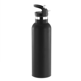 iMounTEK Sports Water Bottle Stainless Steel Vacuum-Insulated Drinking Cup w/ Straws Outdoor Cycling Hiking (Option: StillWaterBottle1LBLK)