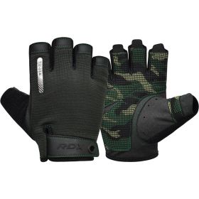RDX T2 Weightlifting Gloves (Color: ARMY GREEN, size: L)