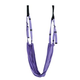 Adjustable Aerial Yoga Strap; Elastic Stretch Door Hanging Yoga Belts Hammock Swing Fitness Rope Training Device (Color: Purple)
