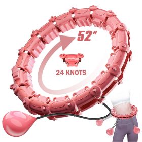 Smart Weighted Hula Hoops, Fitness Weight Loss Gear, With Detachable Knots & Adjustable Weight (Color: Pink, size: 24 Konts)
