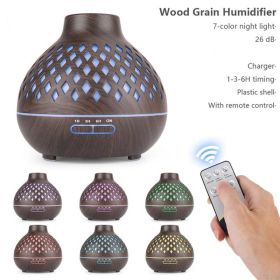500 ML Wood Grain Cool Mist Humidifier just add Essential Oil to this Aromatherapy Diffuser Ultrasonic Humidifier (Color: Dark Color)