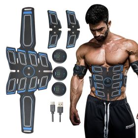EMS Fitness Apparatus Set, Smart Fitness Stickers For Abdominal Muscle And Upper Arm Muscle Exercise Workout Fitness (Color: Black)