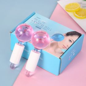 Beauty Ice Therapy Face Massage Ball Cool Compress Globes Hockey Facial Massager Crystal Glasses Ball Skin Care Tools (Color: Pink)