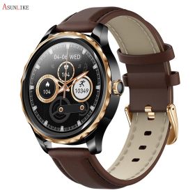 QR02 Smart Watch – HD Bluetooth Call, AI Voice, Mobile Payment, Health & Multi-Sport Monitoring (colour: Black brown leather)