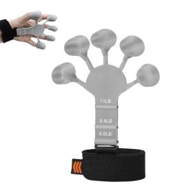 Finger Gripper Exerciser, 6 Resistant Strength Trainer Rehabilitation & Physical Equipment Hand Strengthener (Color: Silver)