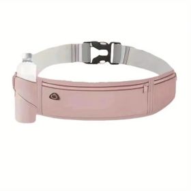 Breathable Invisible Running Waist Pack - Nylon with Lock Closure, Reflective Strips & Multiple Pockets for Hiking (Color: Pink)