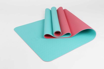2 Tone Premium Yoga Mat Eco-friendly (Color: Blue-Pink)