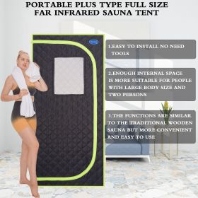 Portable Plus Type Full Size Far Infrared Sauna Tent – Spa, Detox, Therapy & Relaxation at Home (Color: Black)