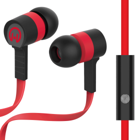 HyperGear Low Ryder Earphones w/Mic 3.5mm (Color: Red/ Black)